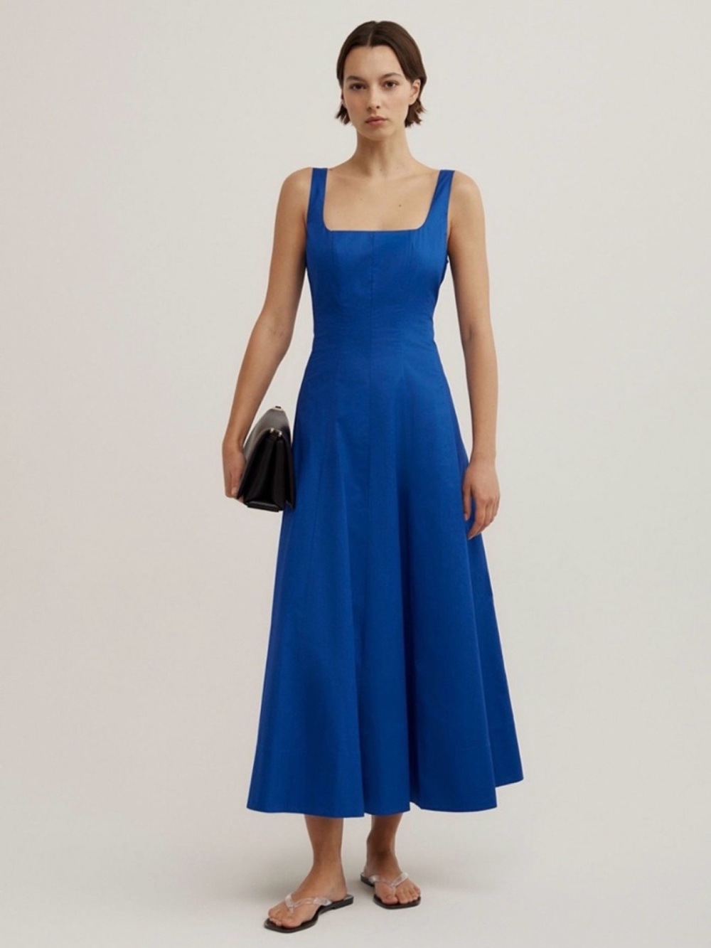 Joie Cobalt Blue Square-Neck Midi Dress - EUC